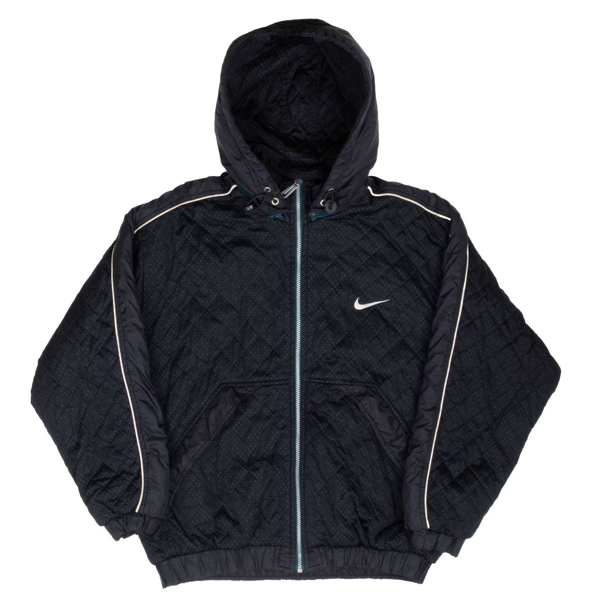 Vintage Nike Big Swoosh Black Windbreaker Jacket 1990S Size XL Women