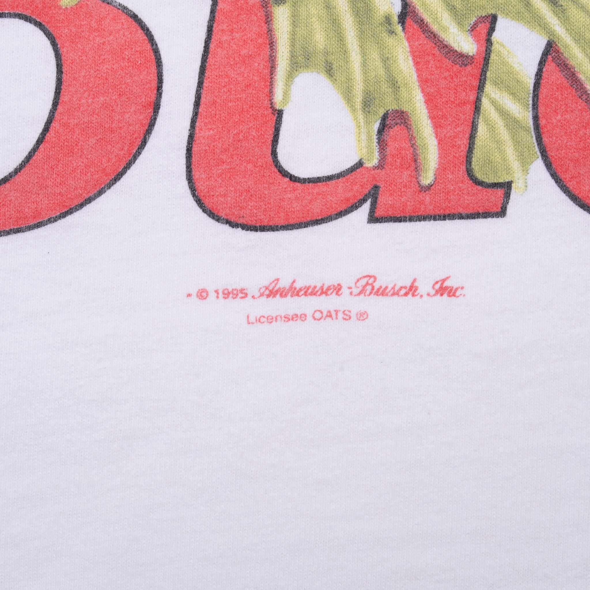 Vintage Bud Budweiser Frog Tee Shirt 1995 Size XL Made In Usa With Single Stitch Sleeves