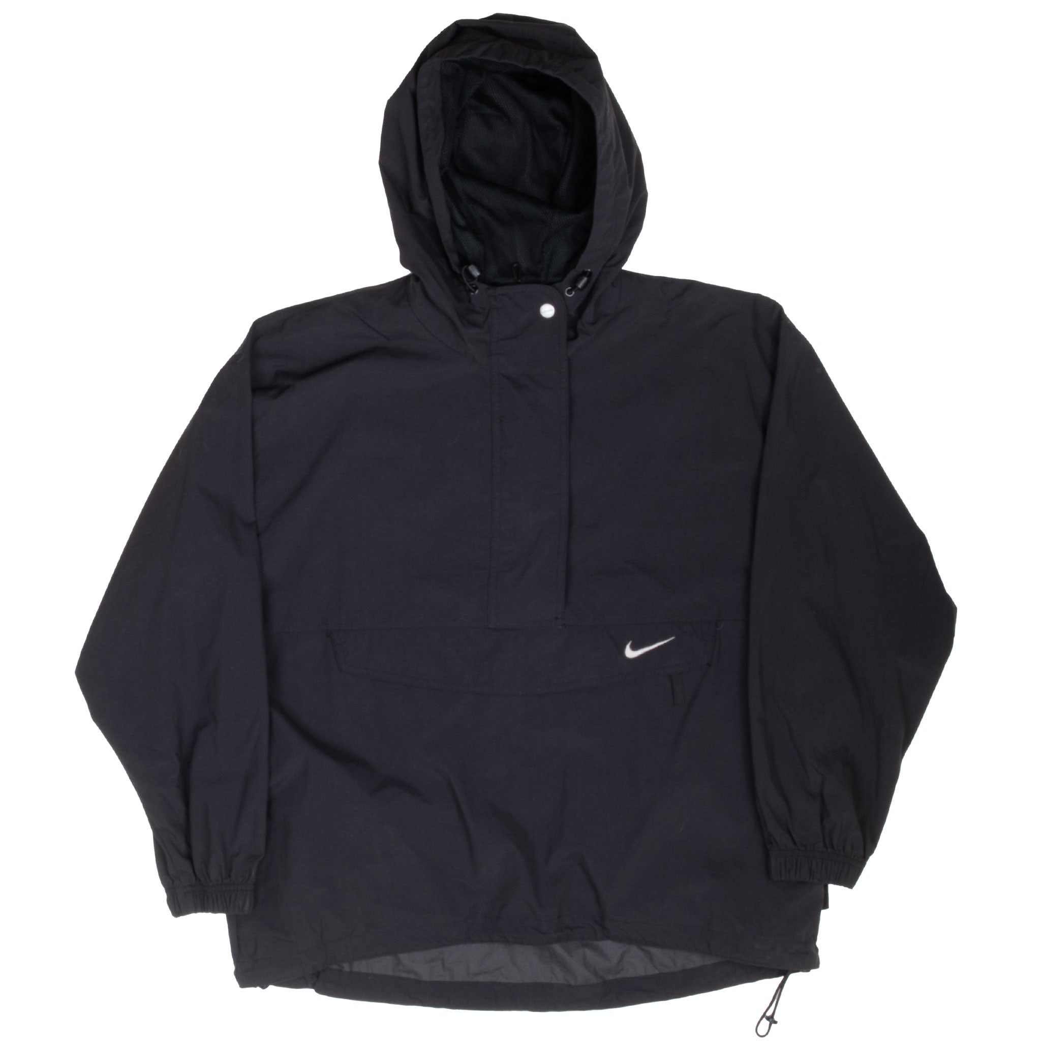 Vintage Nike Classic Swoosh Black Pullover Windbreaker Jacket 1990S Size Medium Women