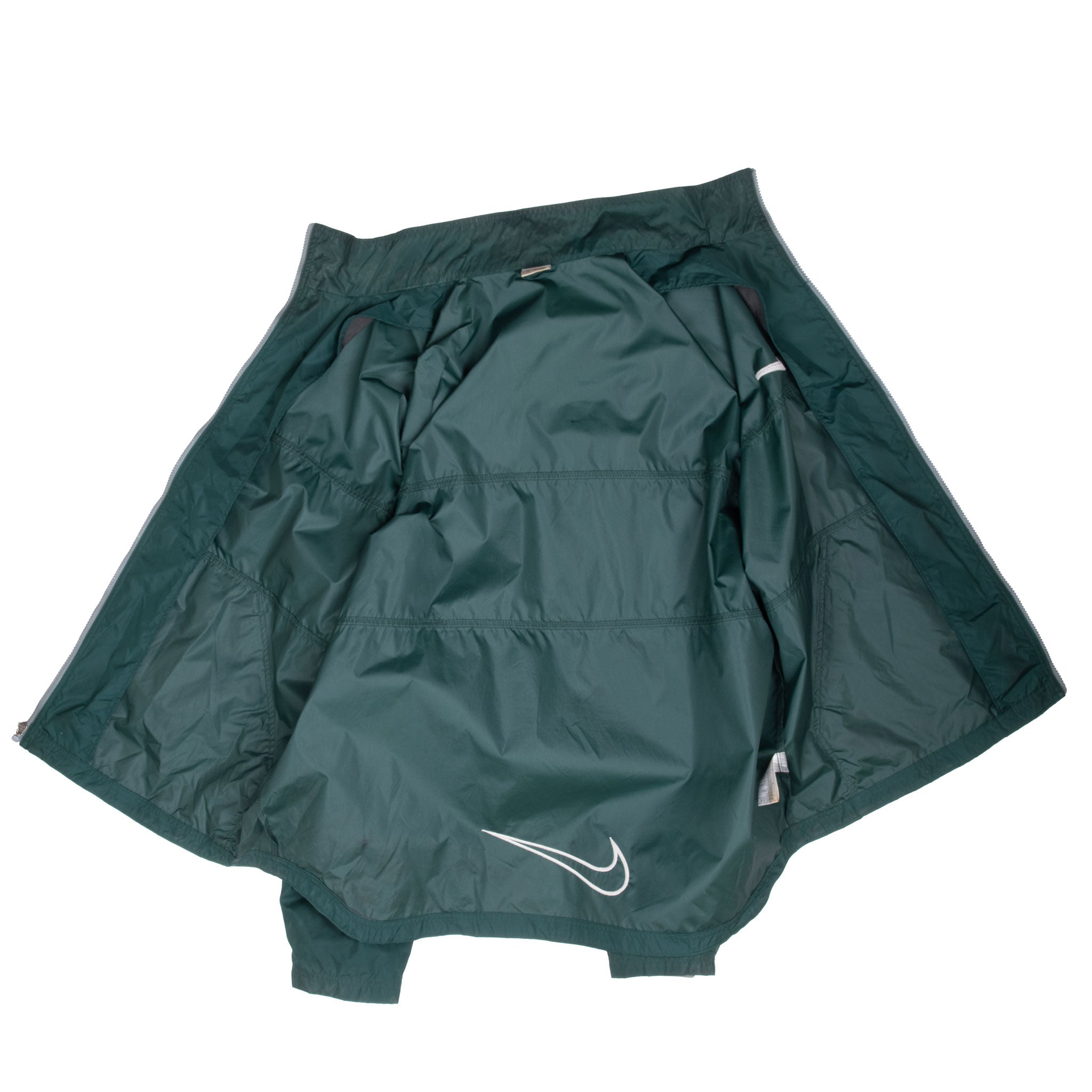 Vintage Nike Classic Swoosh Green Windbreaker Pullover Jacket 1990S Size XL
