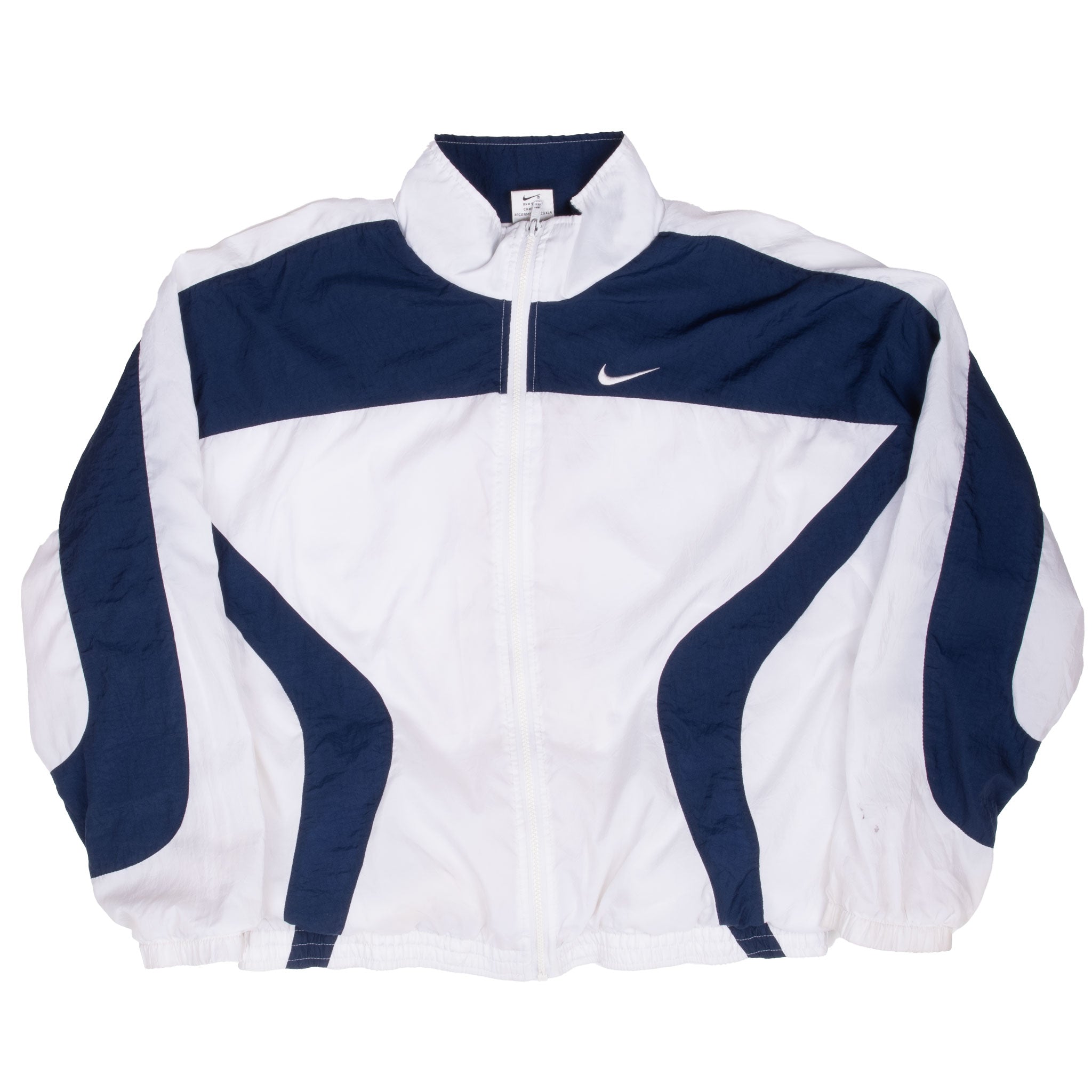 Vintage Nike Classic Swoosh Blue White Windbreaker Jacket 1990S Size Medium