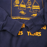 Vintage Blue Champion Reverse Weave University Of Iowa Sailing 25 years Sweatshirt 1980S Size Large Made In USA