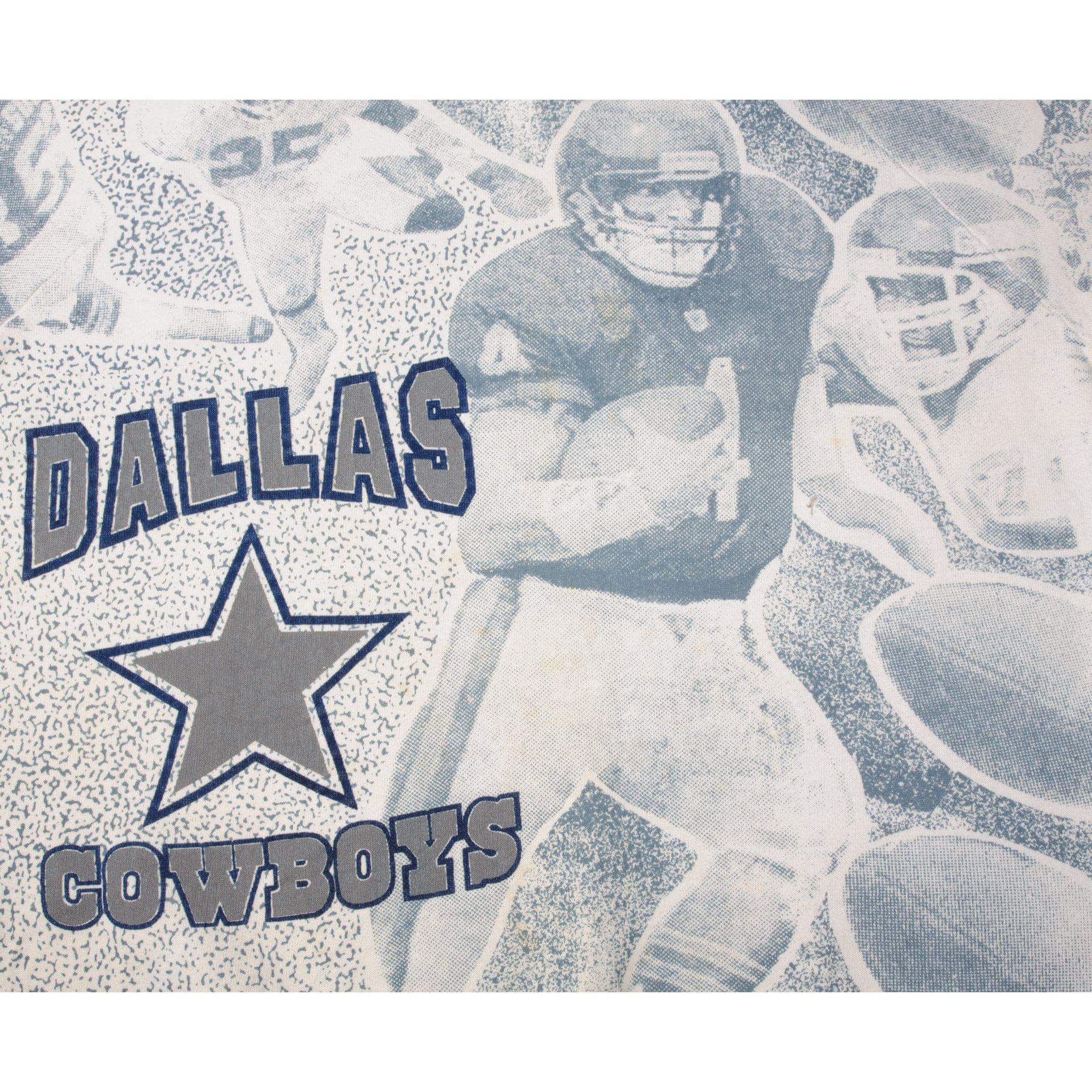 VINTAGE NFL DALLAS COWBOYS ALL OVER PRINT SWEATSHIRT SIZE XL MADE IN USA