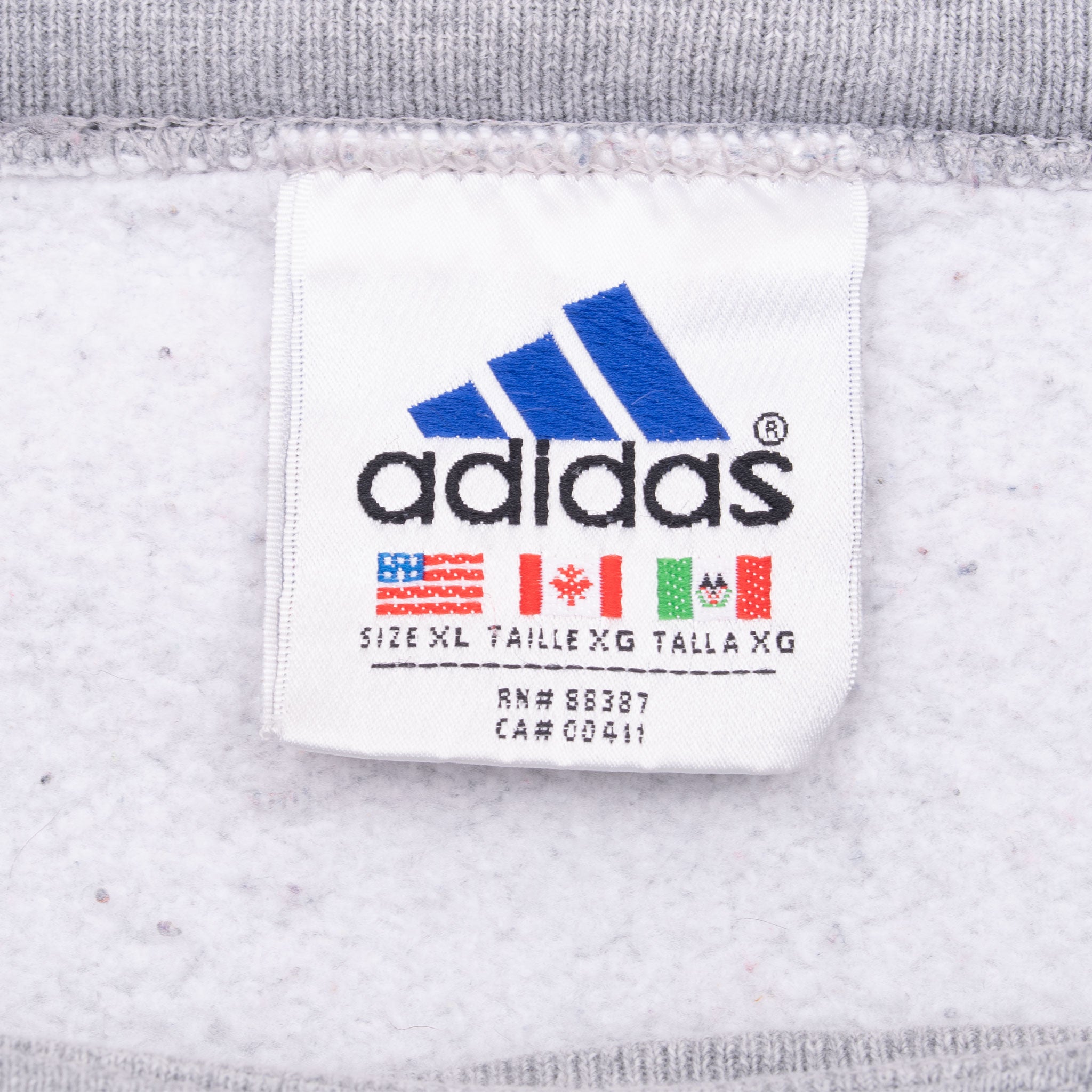 Vintage Adidas Classic Grey Crewneck Sweatshirt 1990S Size XL