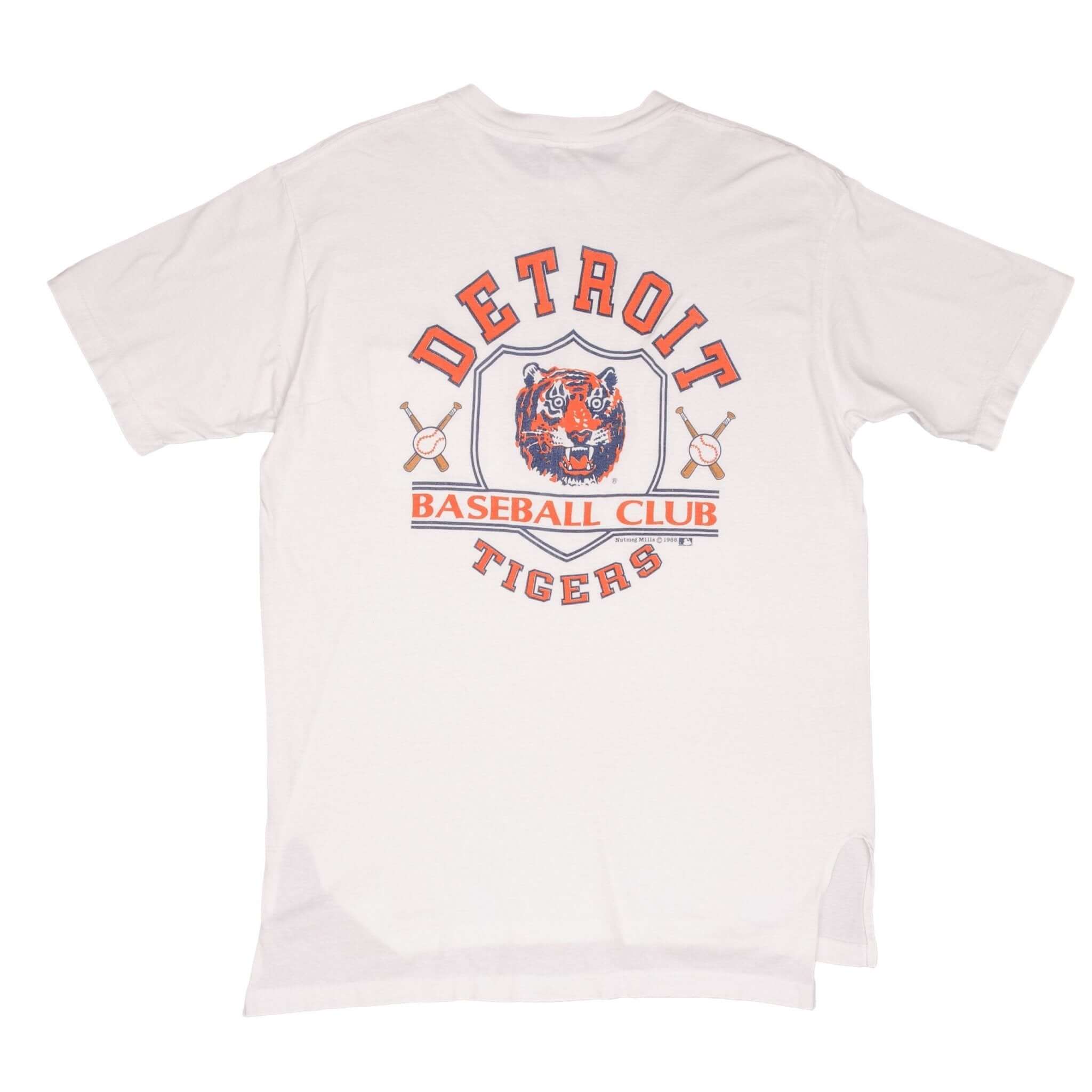 Vintage MLB Detroit Tigers Pocket Tee Shirt 1988 Size Large Made In USA With Single Stitch Sleeves.