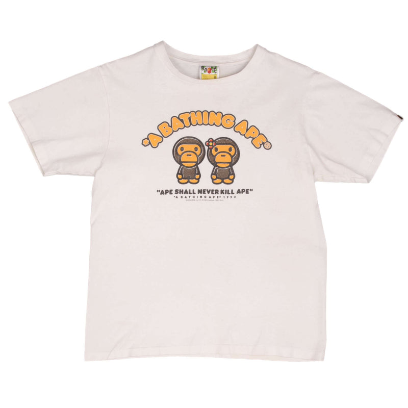 Vintage Bape A Bathing Ape, Ape Shall Never Kill Ape 1993-2010 Tee Shirt Size Medium Made In Japan With Single Stitch Sleeves