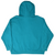 Back of teal blue Nike ACG pullover hoodie with plain body and ribbed cuffs and hem