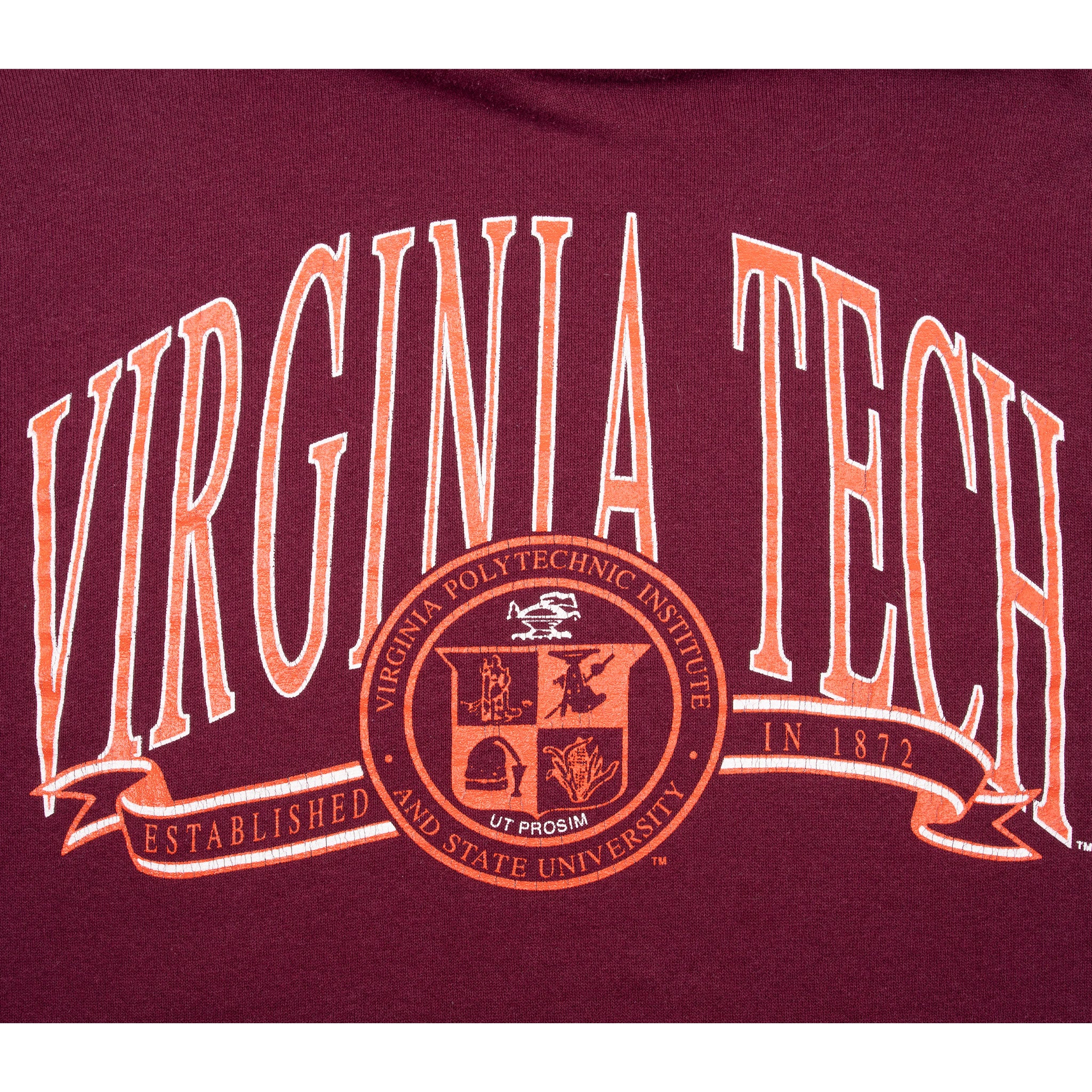 Vintage Virginia Tech University Hoodie Sweatshirt 1990S Size Medium Made In Usa