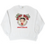 Full front view of white Betty Boop crewneck sweatshirt with money-themed MGM Grand Las Vegas print