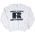 Full front view of grey Russell Athletic sweatshirt with black Get Tough print