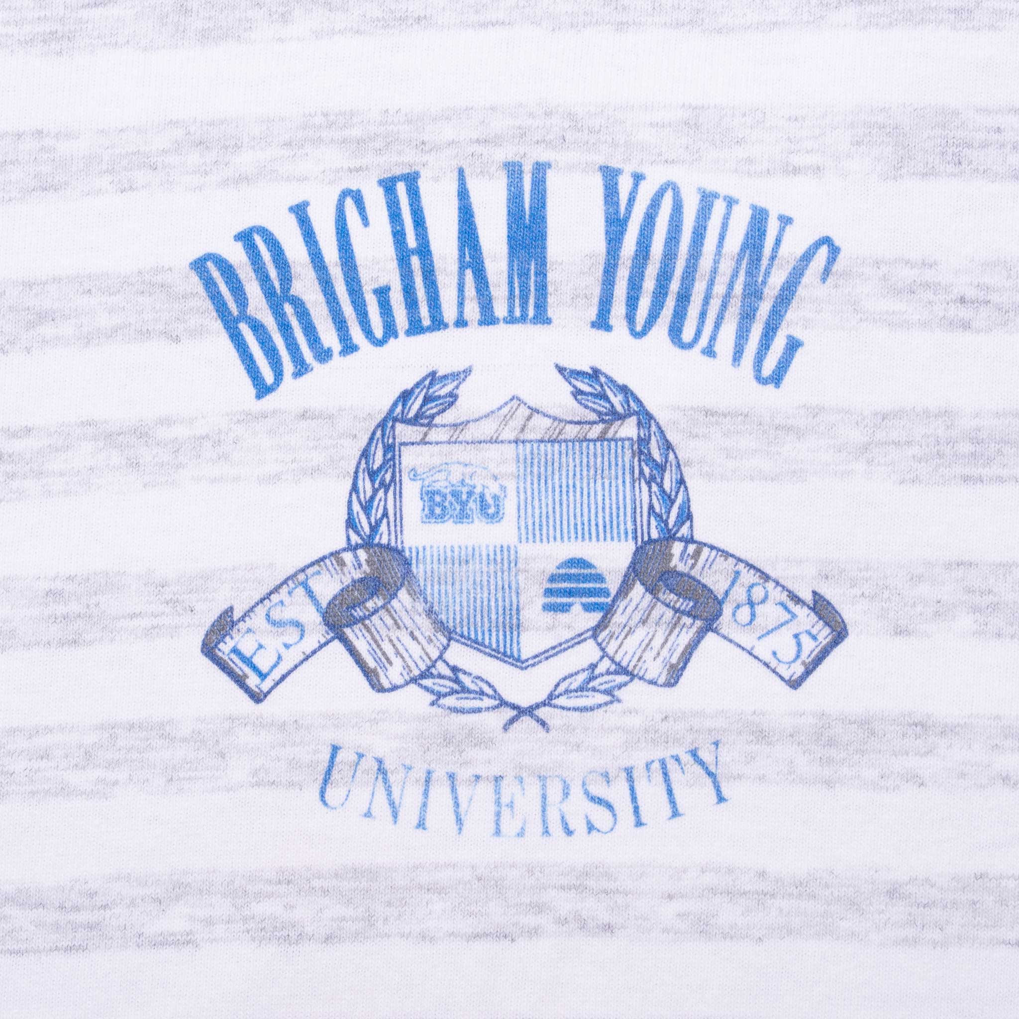 Vintage Ncaa Byu Brigham Young Cougars 1990S Striped Tee Shirt Size Medium Made In Usa