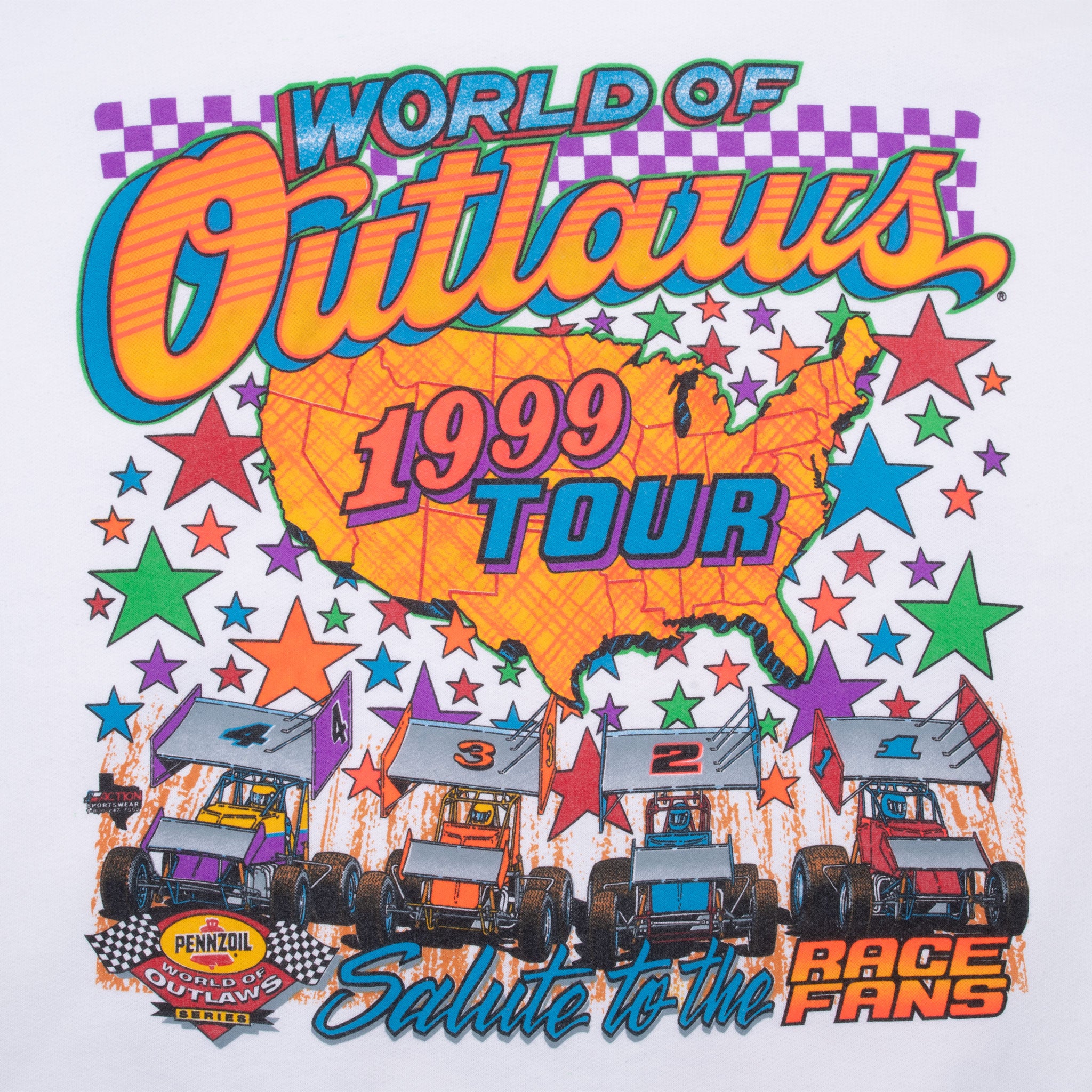 Vintage Dirt Racing World Of Outlaws Tour 1999 Sweatshirt Size XL