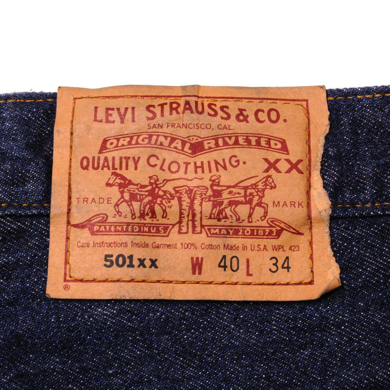 Beautiful Indigo Levis 501 Jeans 1990s Made in USA with a very dark wash.  Size on Tag 40X34  ACTUAL SIZE 38X31  Back Button #u53