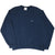 Full front of navy blue Nike crewneck sweatshirt with small white Swoosh embroidery