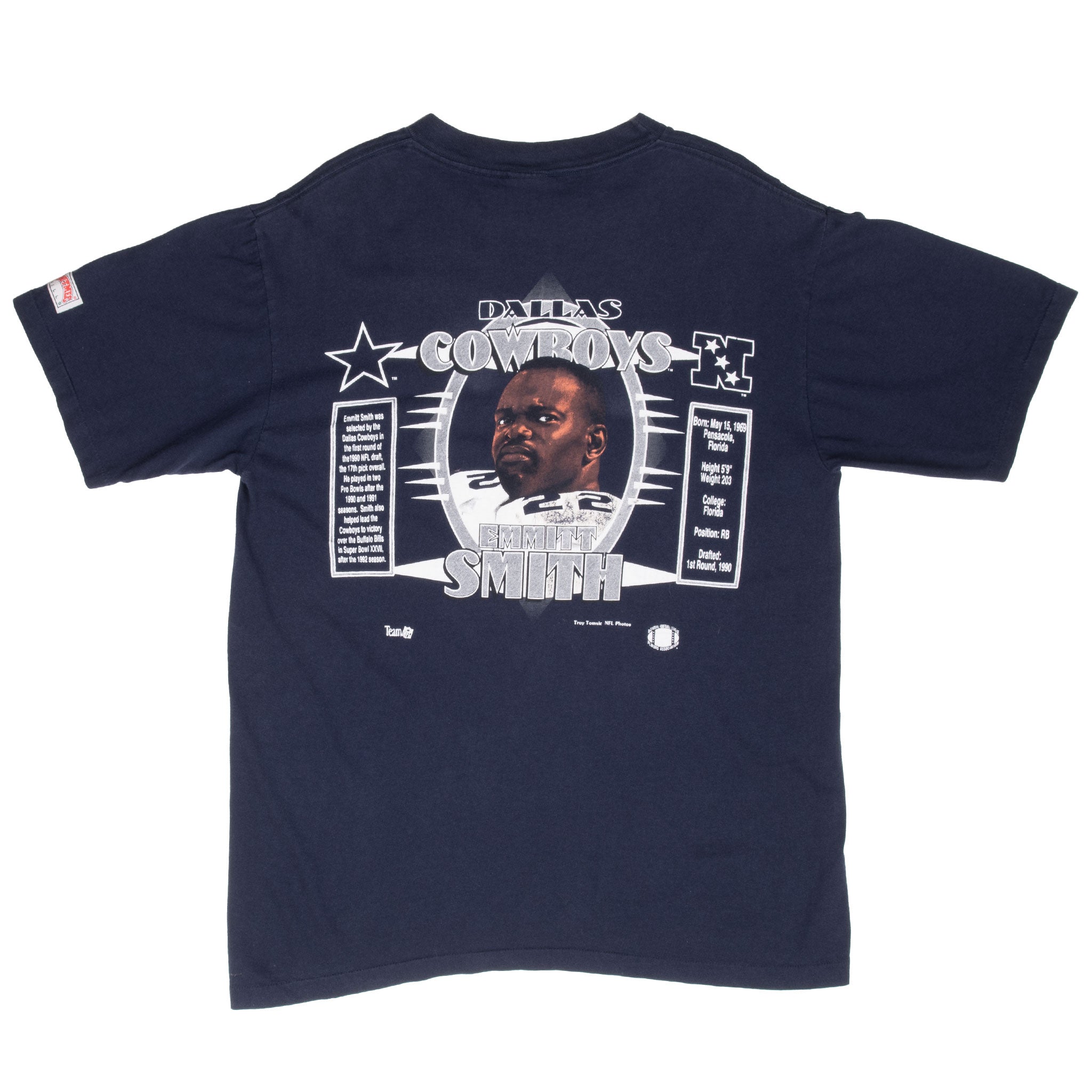 Vintage Nfl Dallas Cowboys Emmitt Smith 1990S Tee Shirt Size Large Made In Usa With Single Stitch Sleeves