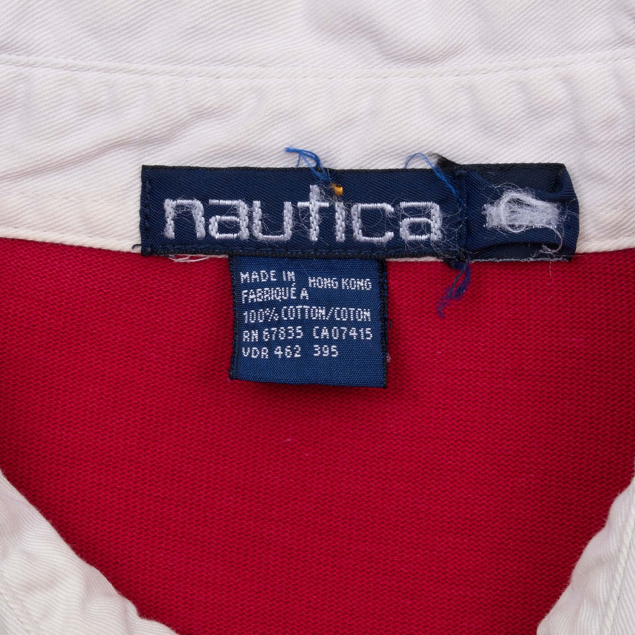 Vintage Nautica Red and Blue Rugby Polo Shirt 1990S Size Medium