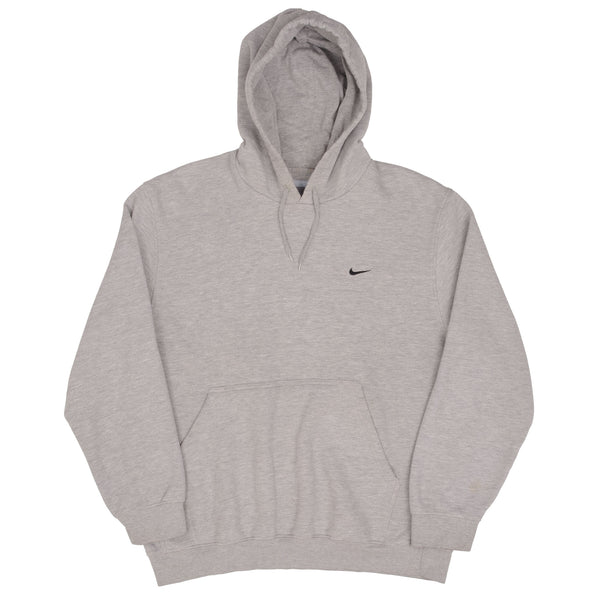 Vintage Nike Classic Swoosh Gray Hoodie Sweatshirt 2000S Size Large