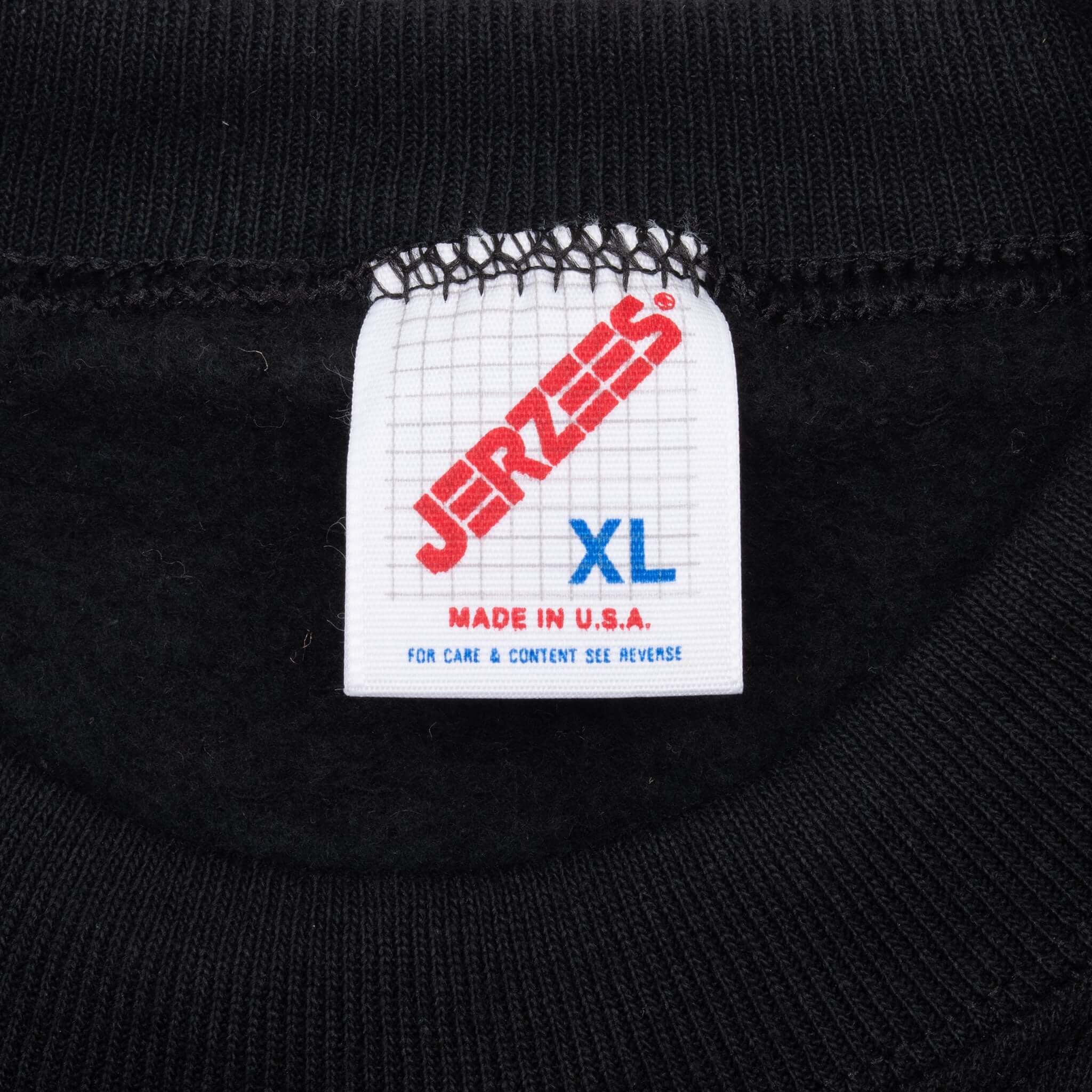 Vintage Jerzees Black Blank Crewneck Sweatshirt 1990 Size Large Made In Usa Deadstock