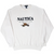 White Nautica crewneck sweatshirt laid flat, showing front fishing graphic
