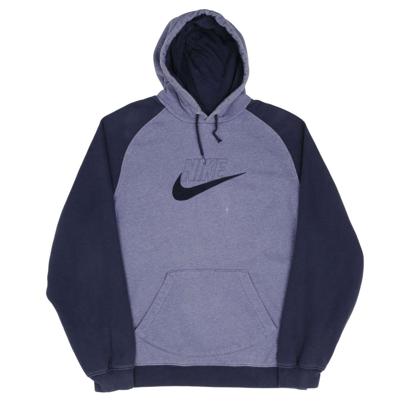 Vintage Nike Spellout Swoosh Blue Hoodie Sweatshirt 2000S Size XL