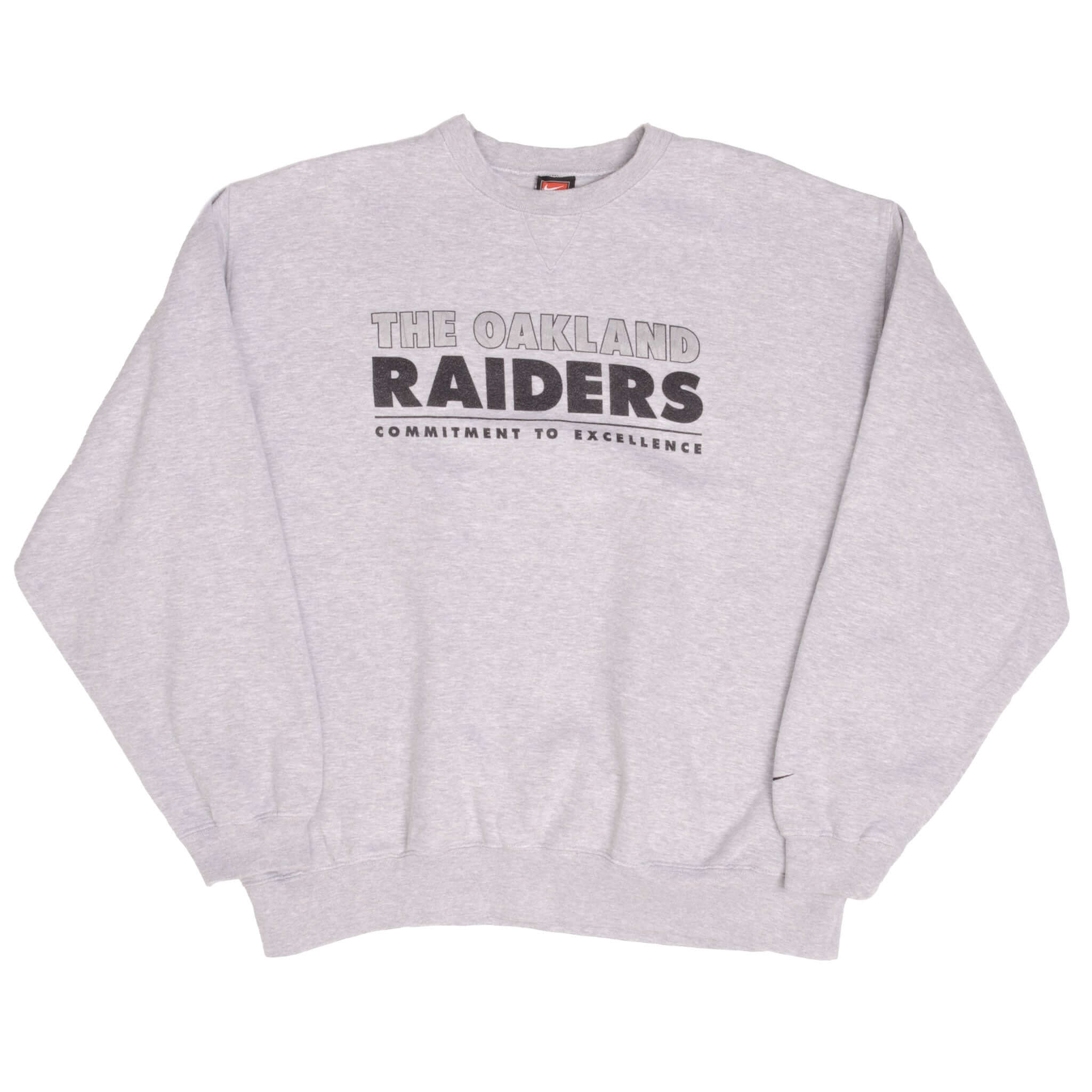 Vintage Nike NFL Oakland Raiders Heavyweight Sweatshirt 1990S Size XL 