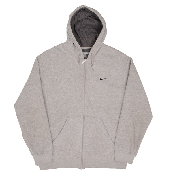 Vintage Nike Classic Swoosh Gray Full Zip Hoodie Sweatshirt 2000S Size Large