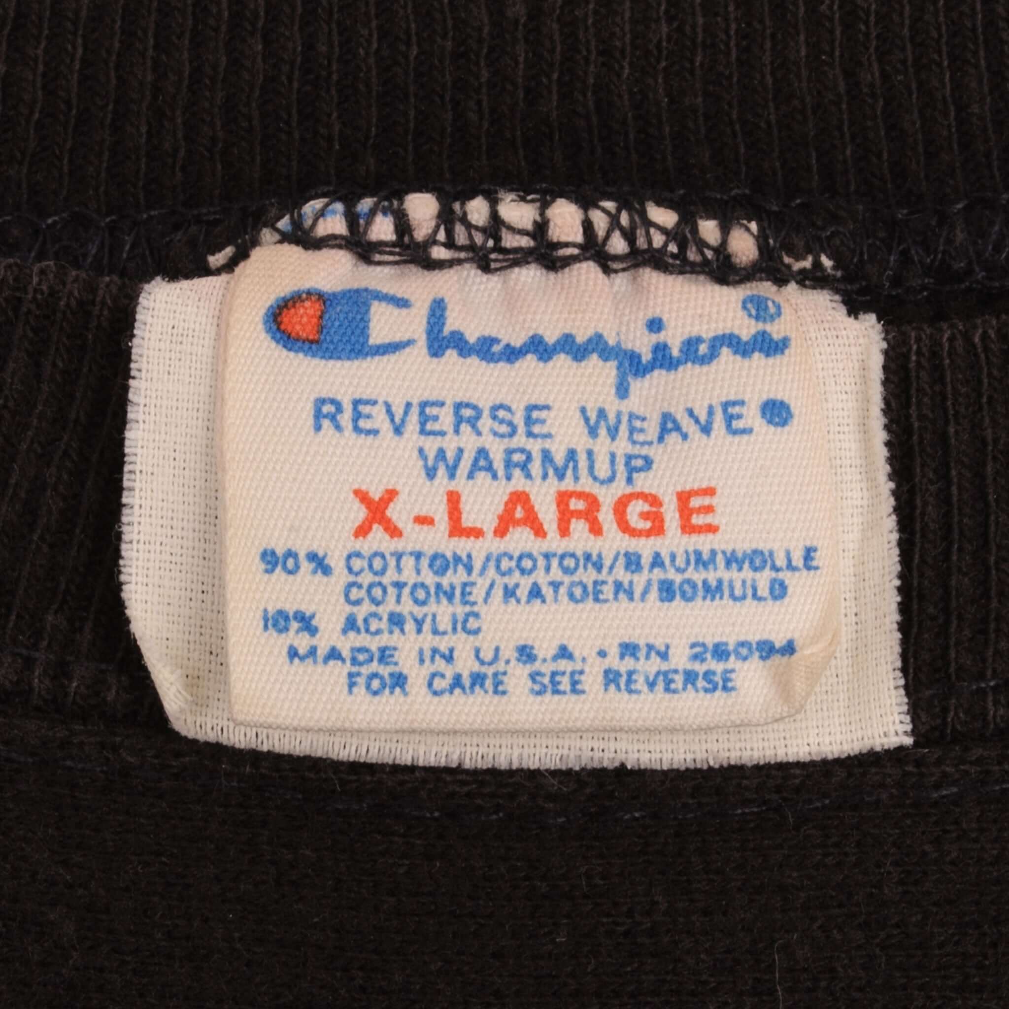 Vintage Champion Reverse Weave Black Sweatshirt 1980S Size Xl Made In USA