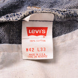 Beautiful Indigo Levis 501 Jeans 1988-1993 Made in USA with a very dark wash.  Size on Tag 42X33  ACTUAL SIZE 40X30  Back Button #532