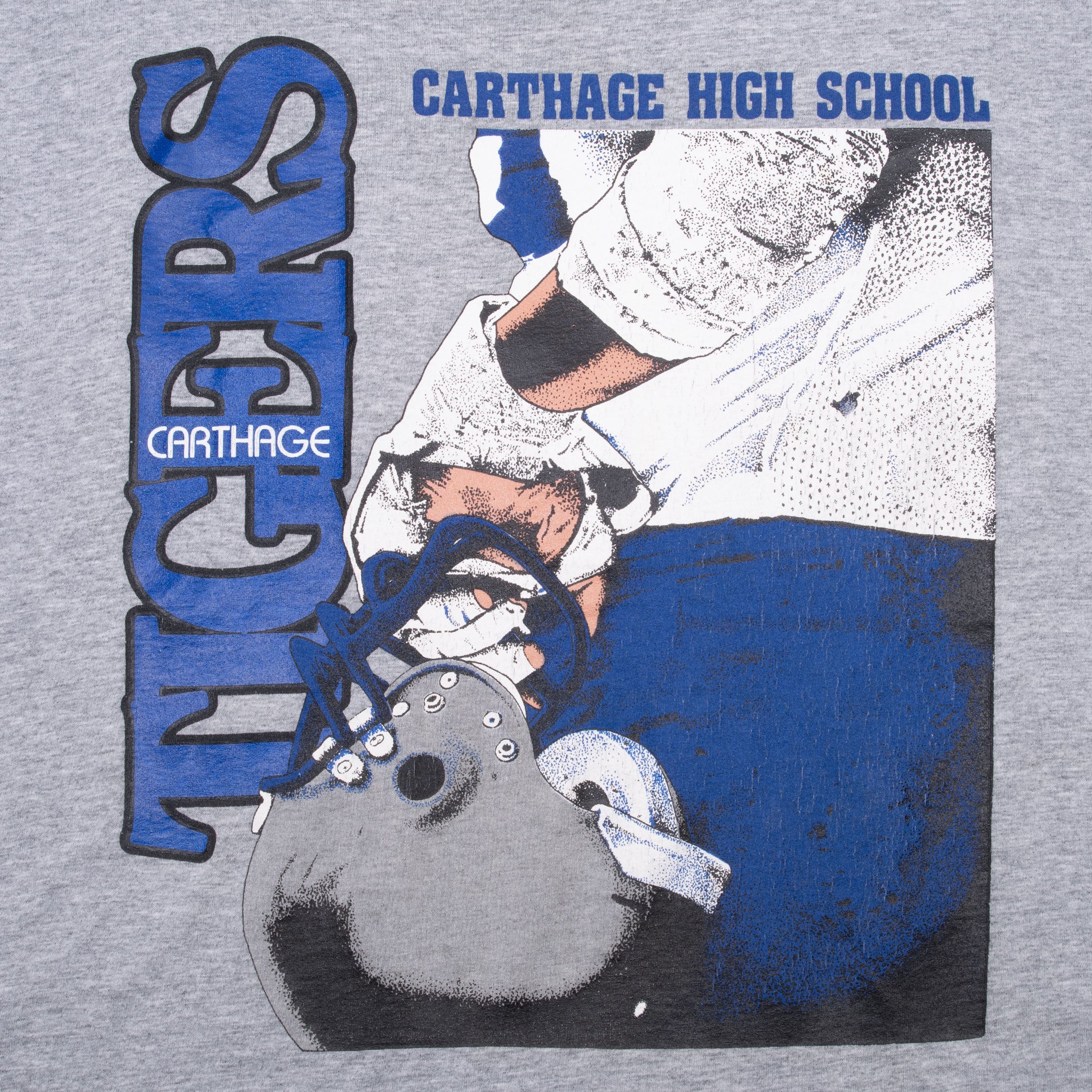 Vintage Carthage Tigers High School Tee Shirt 1990S Size XL Made In Usa With Single Stitch Sleeves