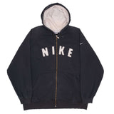 Vintage Nike Spellout Black Full Zip Hoodie Sweatshirt 2000S Size XL