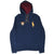 Full front view of navy Polo Ralph Lauren hoodie with button placket, crest and gold Big Pony embroidery