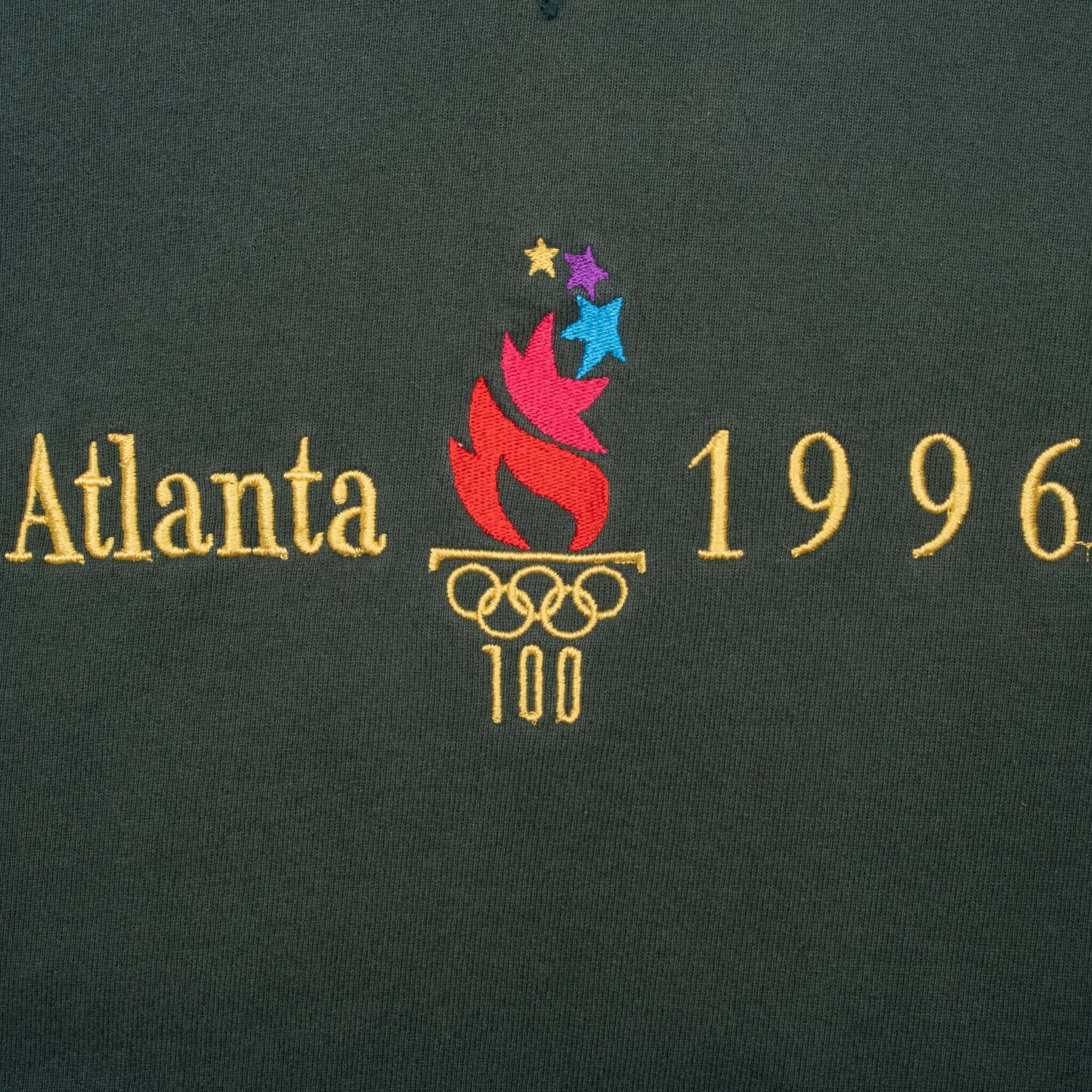 Vintage Atlanta Olympic Games 1996 Green Champion Sweatshirt Size Large Made In Usa