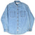 Front of blue Levi Strauss Signature denim shirt with pointed collar and chest pockets