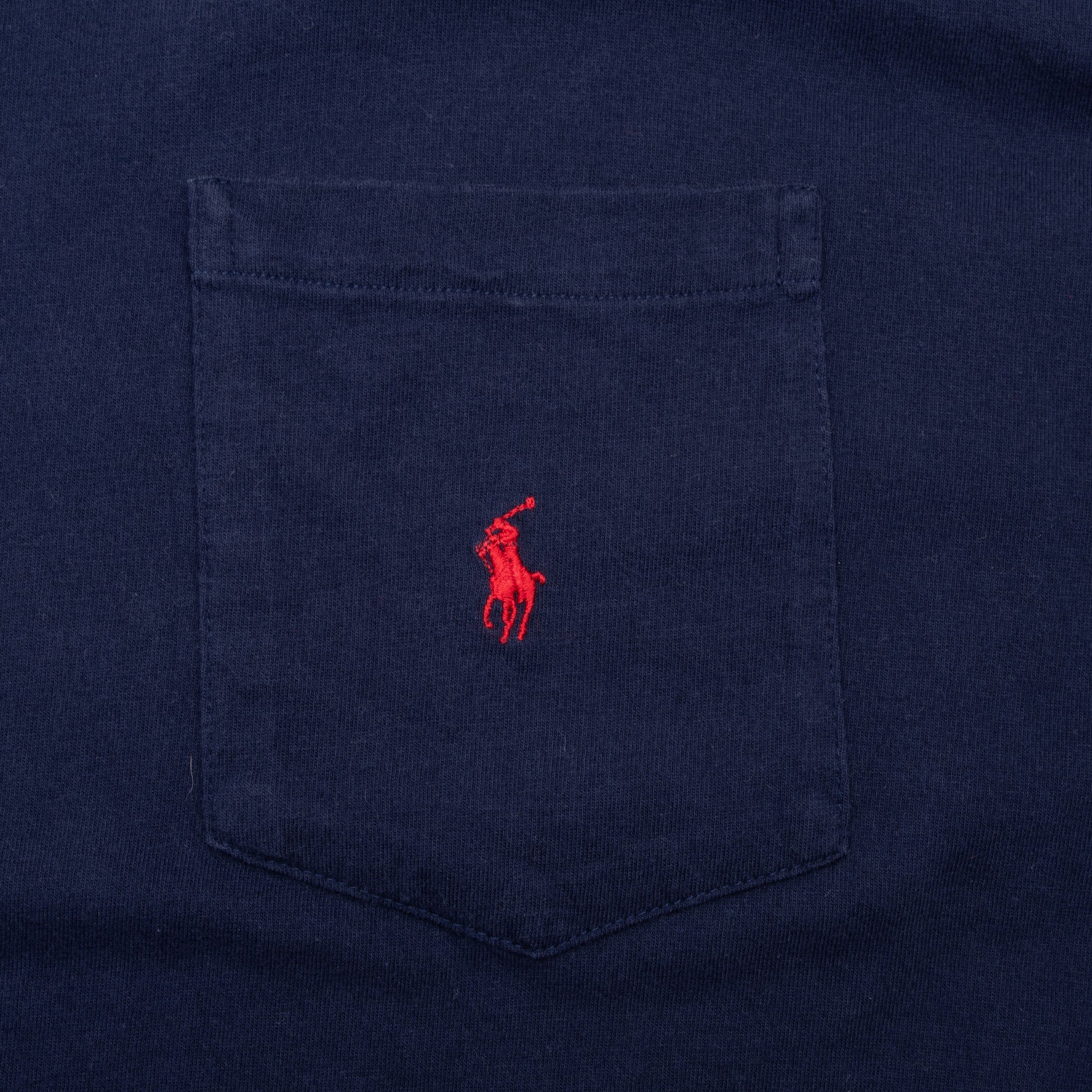 Vintage Ralph Lauren Navy Blue Long Sleeve Tee Shirt 1990S Size 2XL