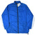Front of blue and white Nike windbreaker jacket with zip pockets and drawcord hem
