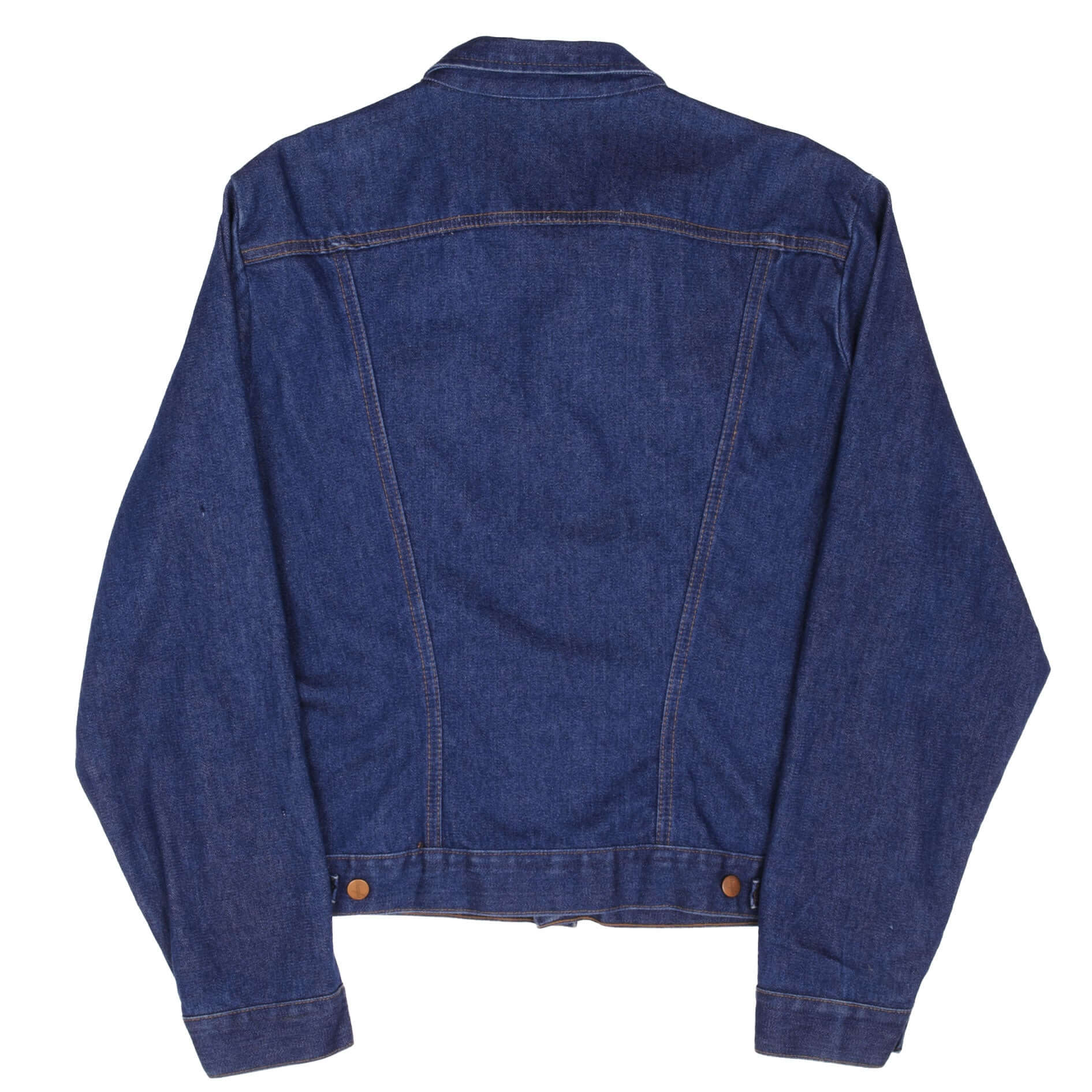 Vintage Wrangler No Fault Denim Jacket Size XL Made In Usa With A Dark Wash. Back Button #K3D