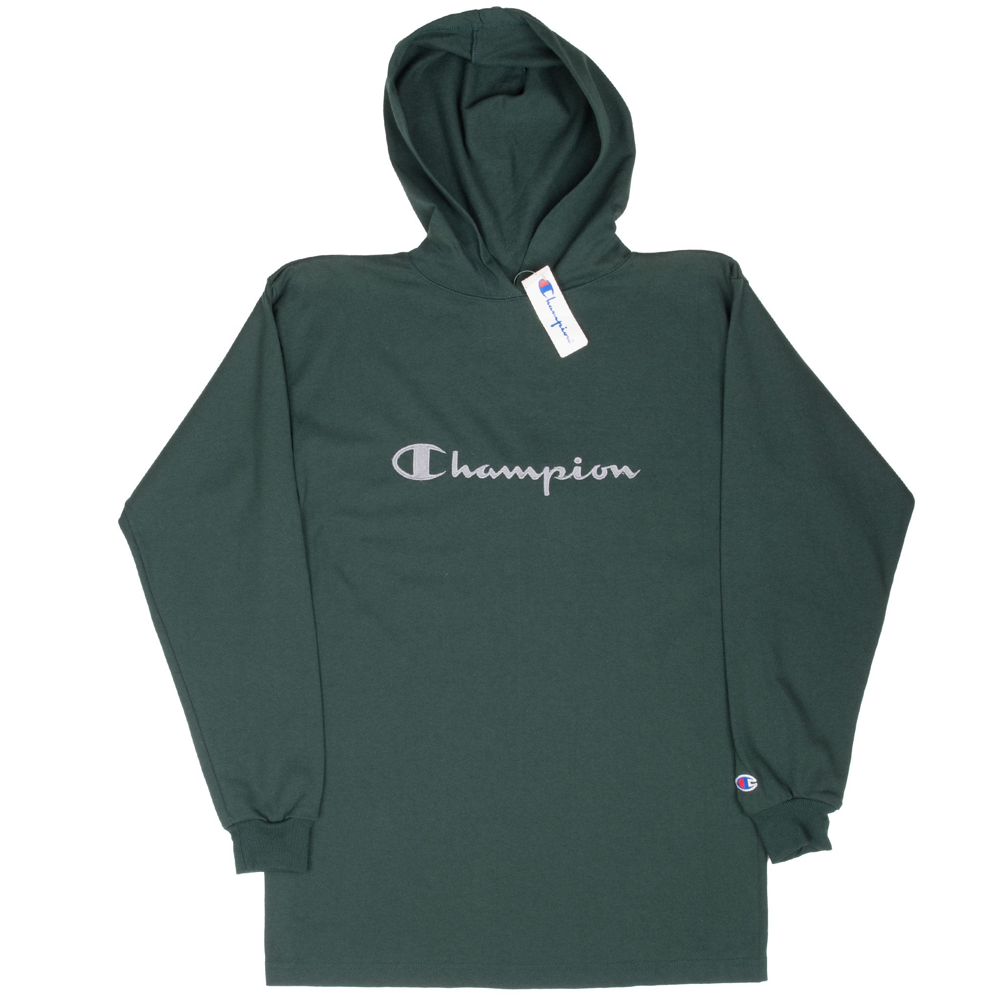 VINTAGE CHAMPION PINE GREEN THIN HOODIE MEDIUM 1990S MADE USA DEADSTOCK