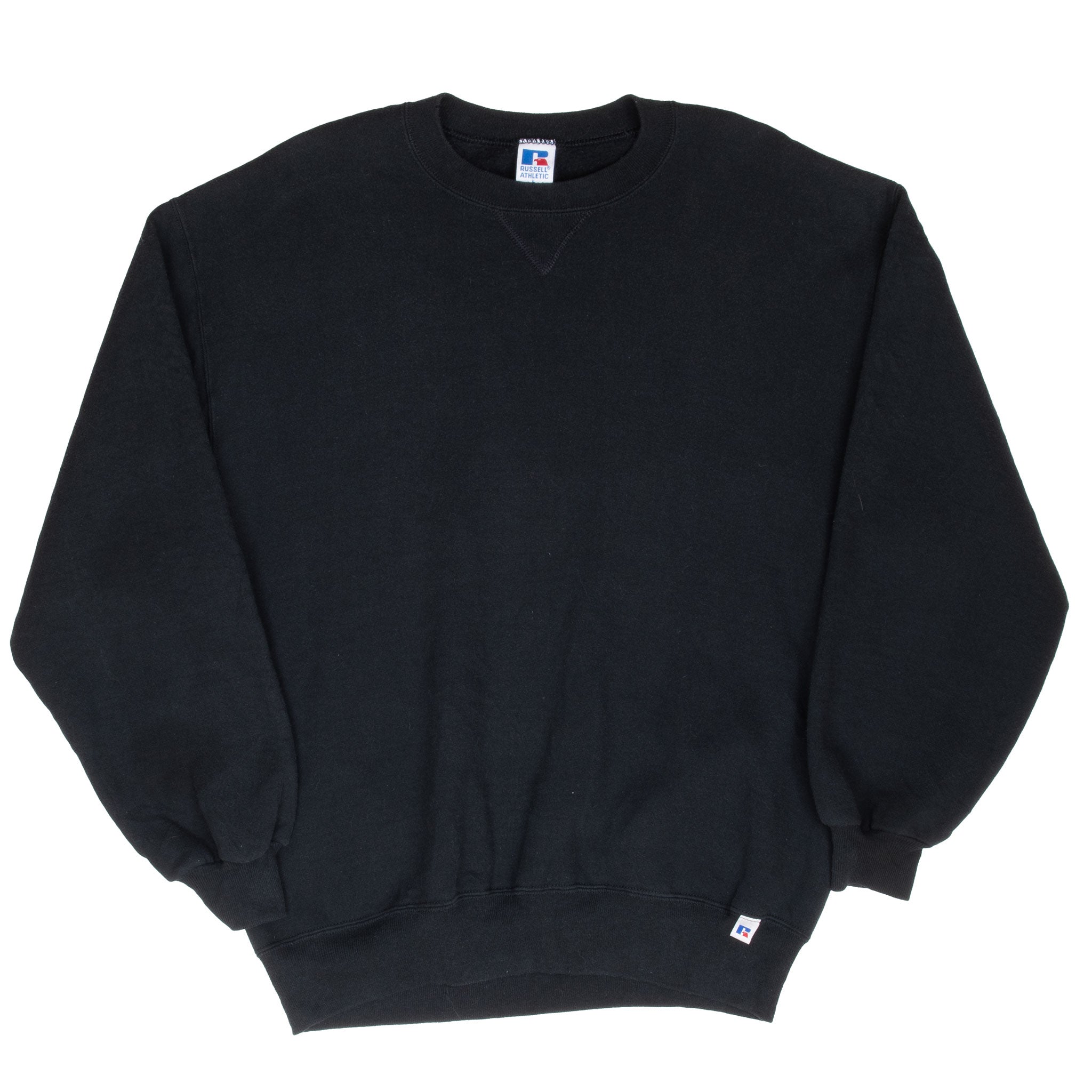 Vintage Russell Athletic Black Blank Sweatshirt 1990S Size Large Made In Usa