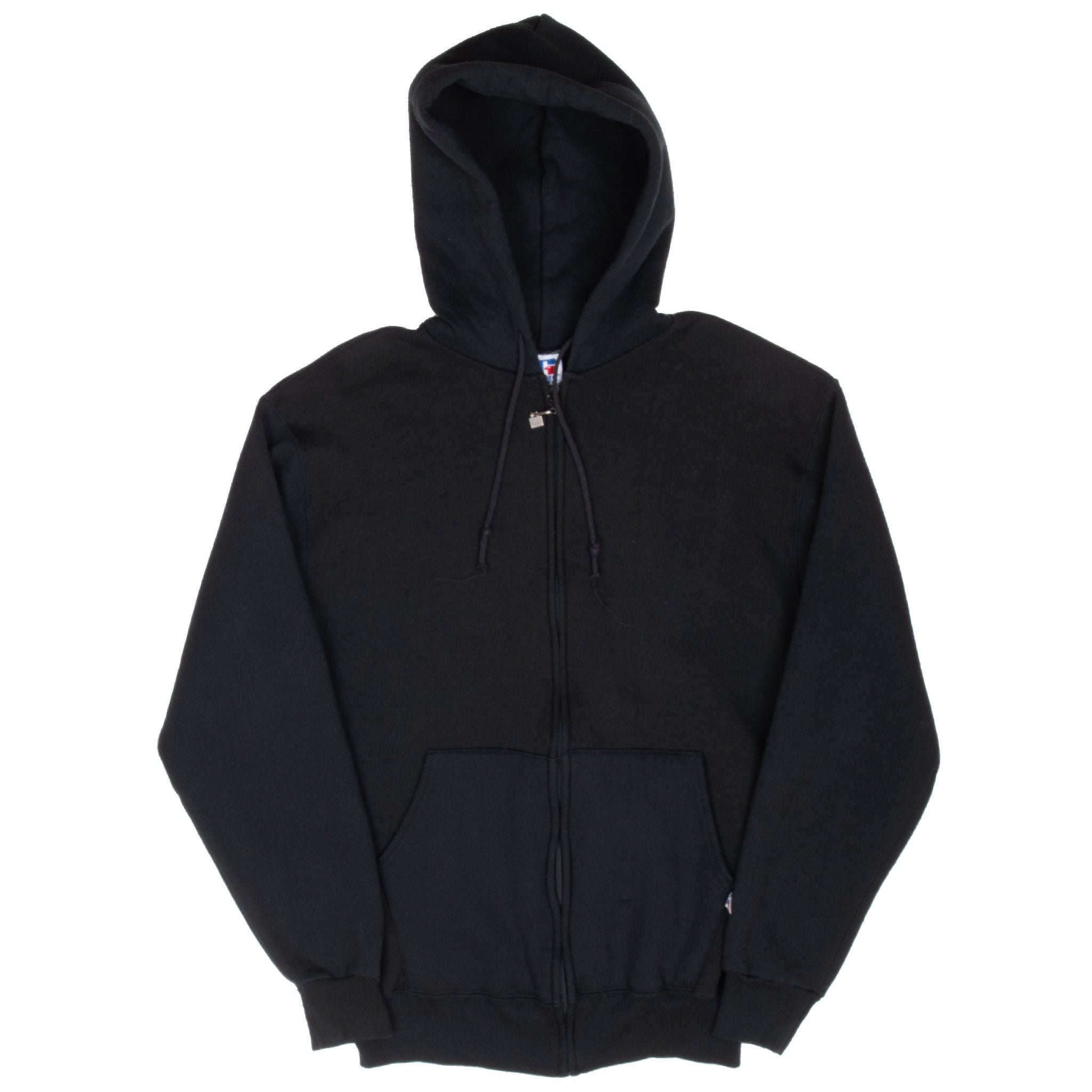 Vintage Russell Athletic Blank Black Full Zip Hoodie Sweatshirt 1990S Size Large Made In Usa