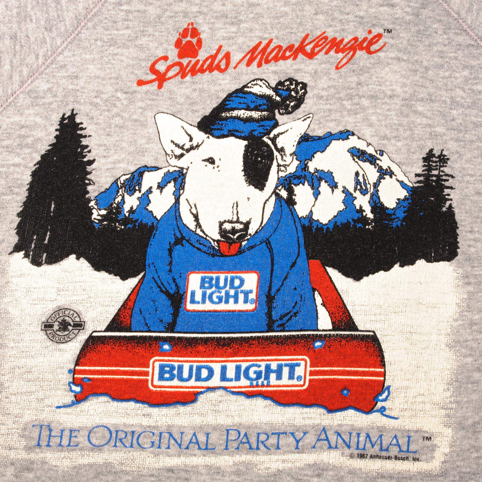 VINTAGE BUD LIGHT SPUDS MACKENZIE SWEATSHIRT 1987 SIZE XL MADE IN USA