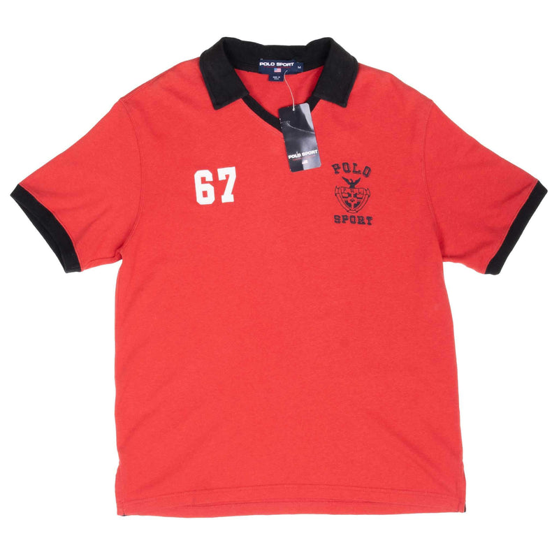 Vintage Ralph Lauren Polo Sport Red Polo Shirt 1990S Size Medium Deadstock