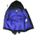 Open black Lakers jacket showing purple quilted lining and interior Starter and NBA labels