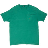 Vintage Polo Ralph Lauren Green Pocket Tee Shirt 1990S Size Large Made In Usa With Single Stitch Sleeves