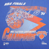Vintage Blue NBA New York Eastern Conference Champions 1994 Tee Shirt Size XLarge With Single Stitch Sleeves. Made In USA.