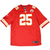 Front view of red Kansas City Chiefs number 25 Nike jersey
