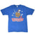 Full front view of blue Peanuts T-shirt featuring Snoopy flying ace and Top Dad print