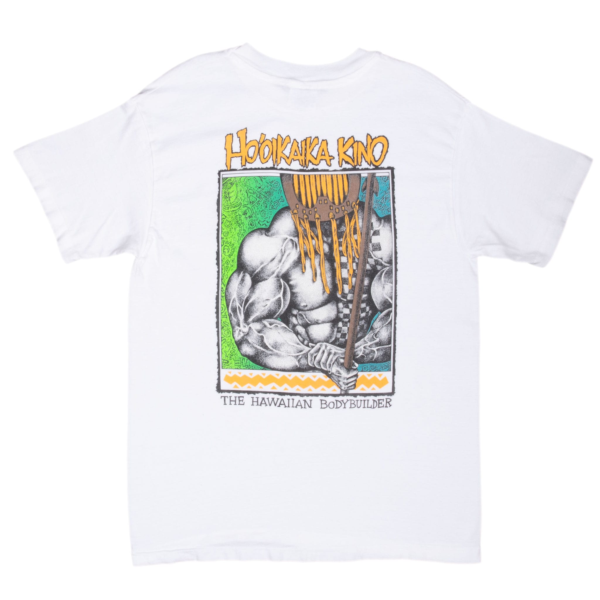 Vintage Hawaii Island Warior Ho'oikaika Kino Bodybuilding Tee Shirt 1990S Medium Made In Usa With Single Stitch Sleeves
