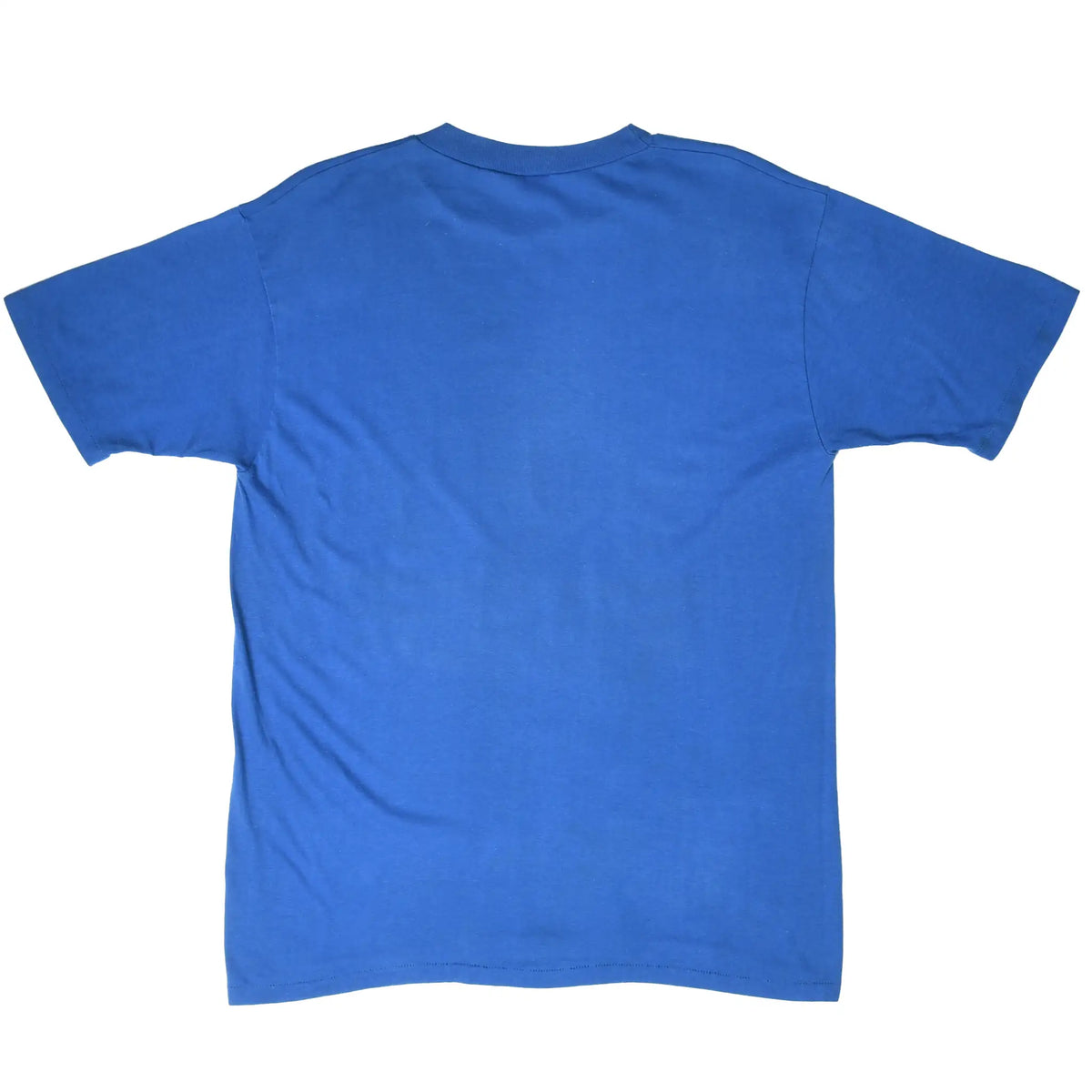 Back of blue short-sleeve Peanuts T-shirt with no graphic