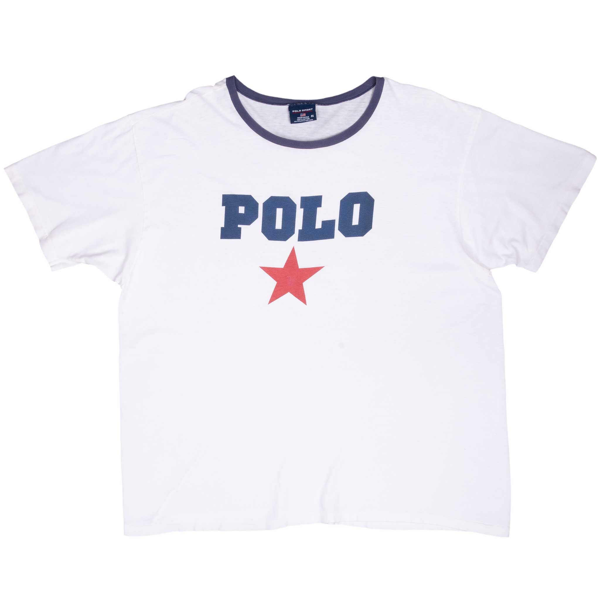 Vintage Ralph Lauren Polo Sport White Tee Shirt 1990S Size XL Made In Usa With Single Stitch Sleeves