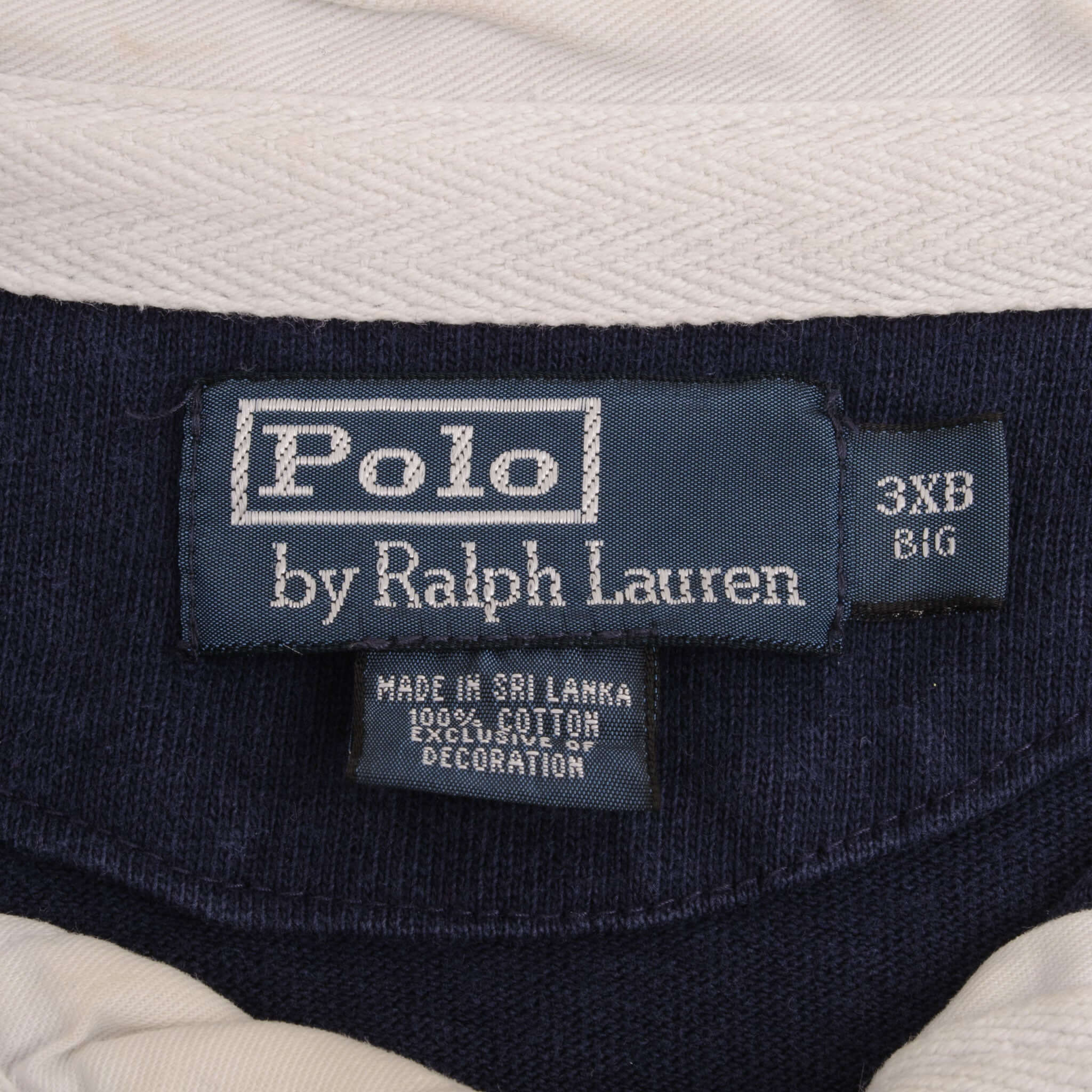 Vintage Ralph Lauren Blue & Yellow Striped Rugby Polo Shirt 1990S Size 3XL Big